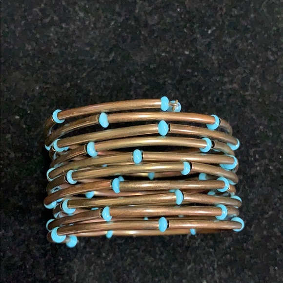 Bronze Turquoise cuff bracelet - Picture 3 of 4
